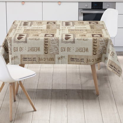 Wachstuch Tischdecke Kaffeemotiv beige