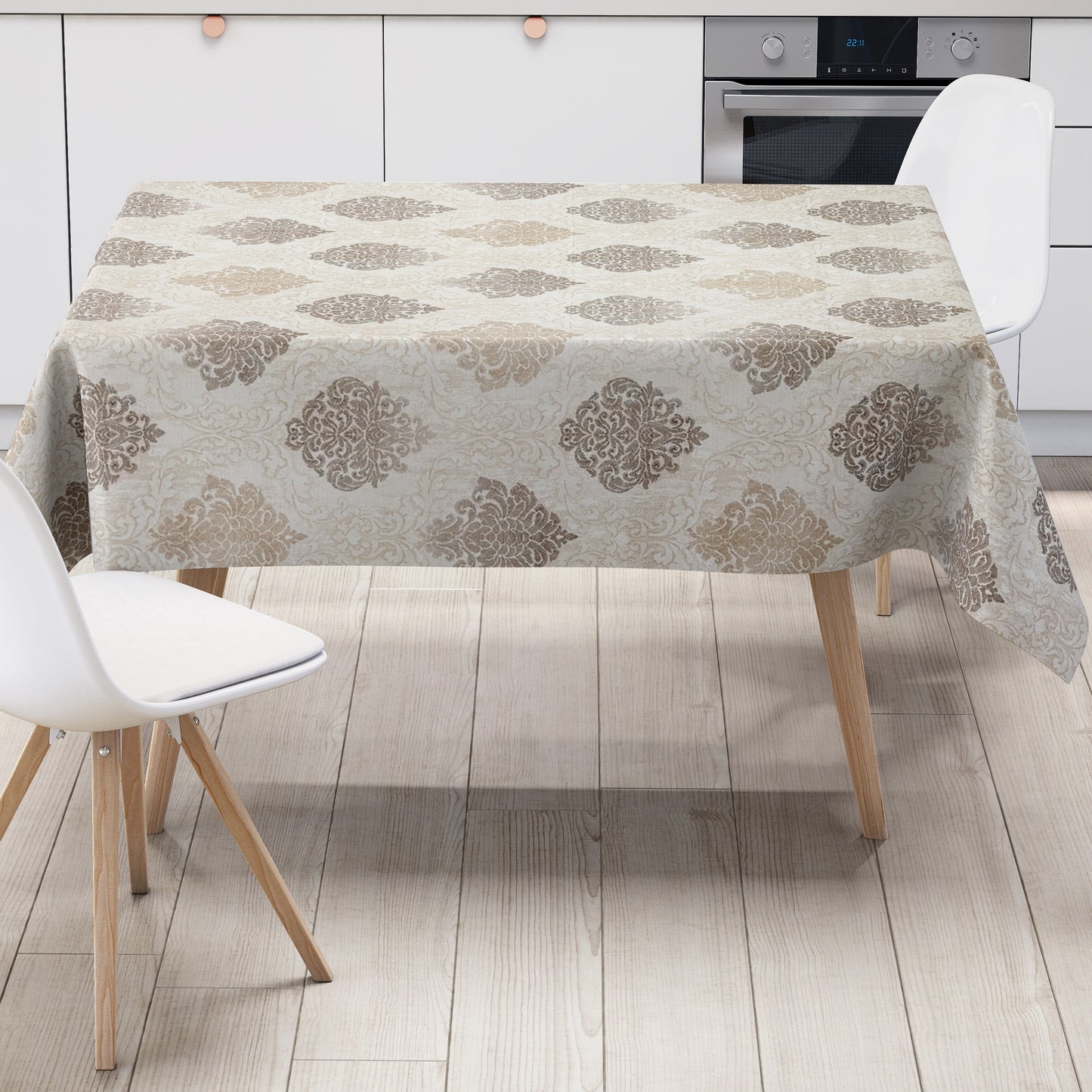 Wachstuch Tischdecke Barock Ornamente beige