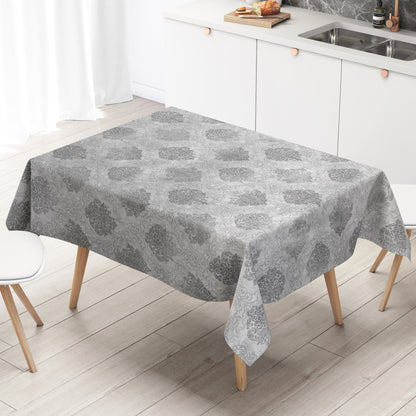 Wachstuch Tischdecke 06203-02 silber grau Ornamente Elegant Barock eckig rund oval