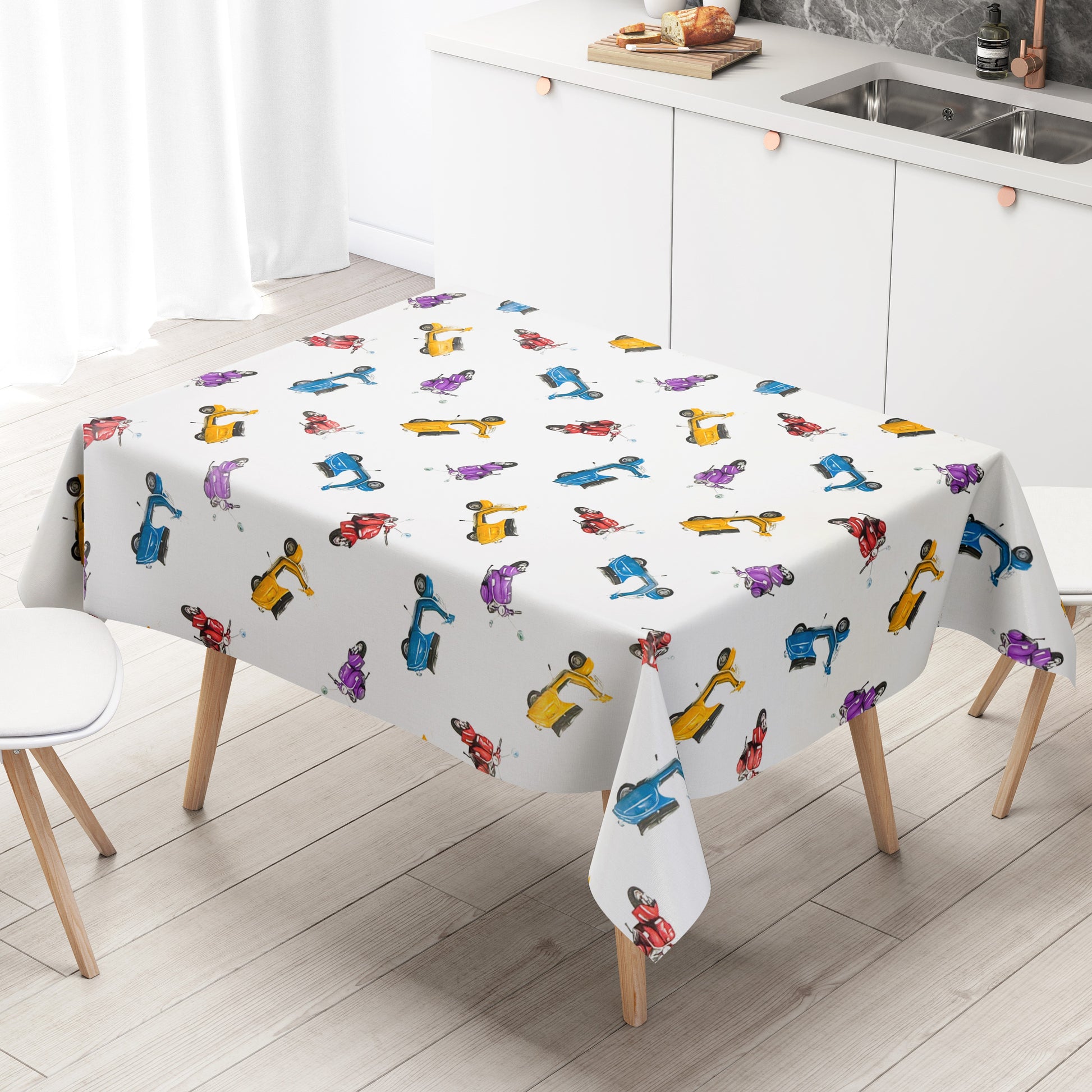 Wachstuch Tischdecke bunte Roller 