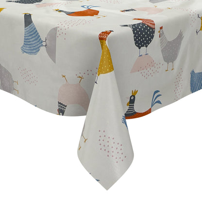 Wachstuchtischdecke 06285-00 bunte Hühner Henne Hahn Bauernhof abwaschbar Meterware eckig rund oval