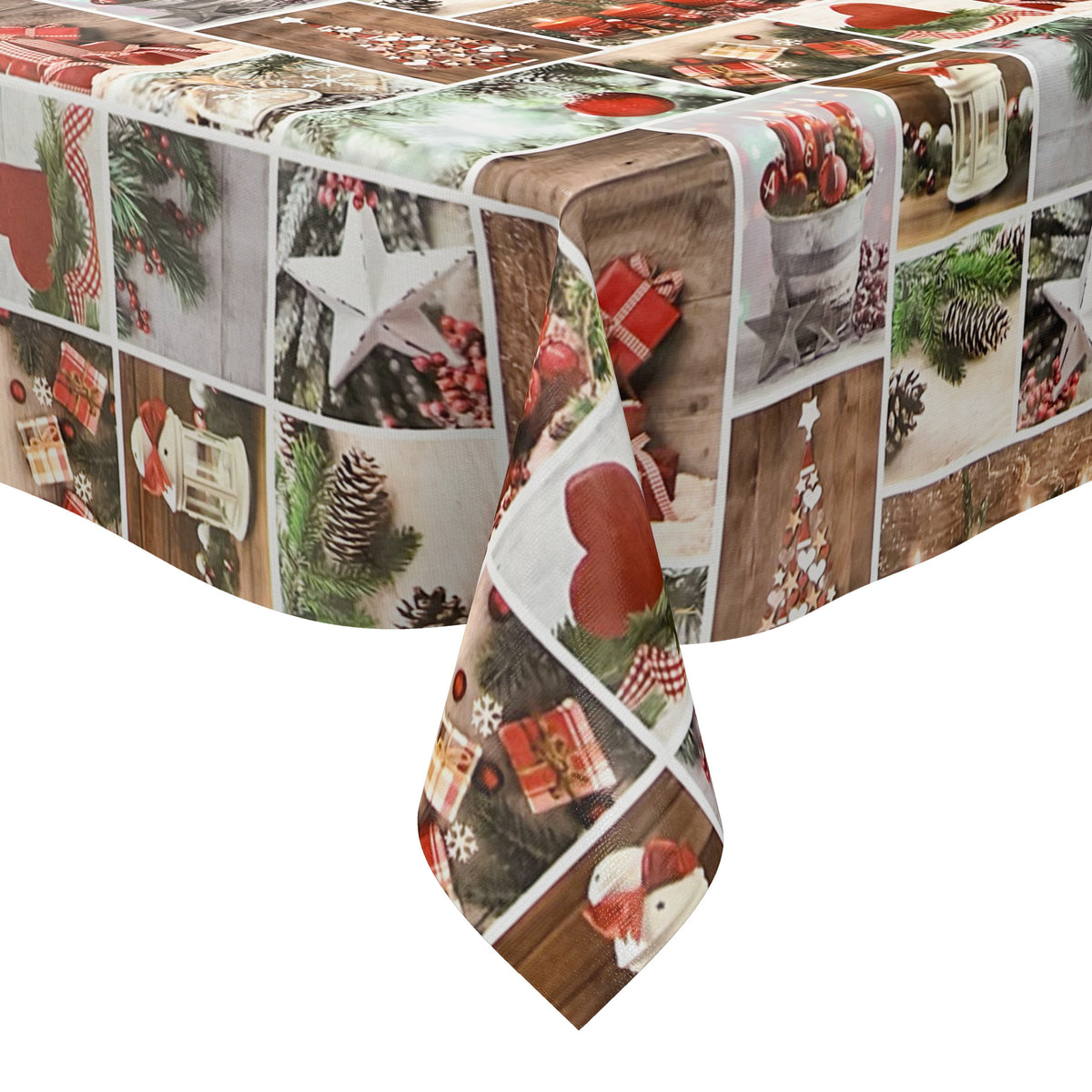 Nappe en toile cirée 06333-01 Noël Avent bois bougies neige carré rond ovale