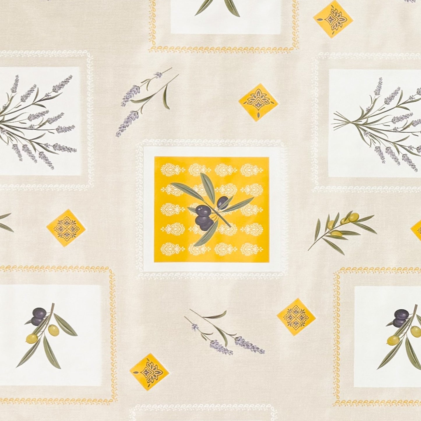 Wachstuch Tischdecke Oliven Lavendel beige