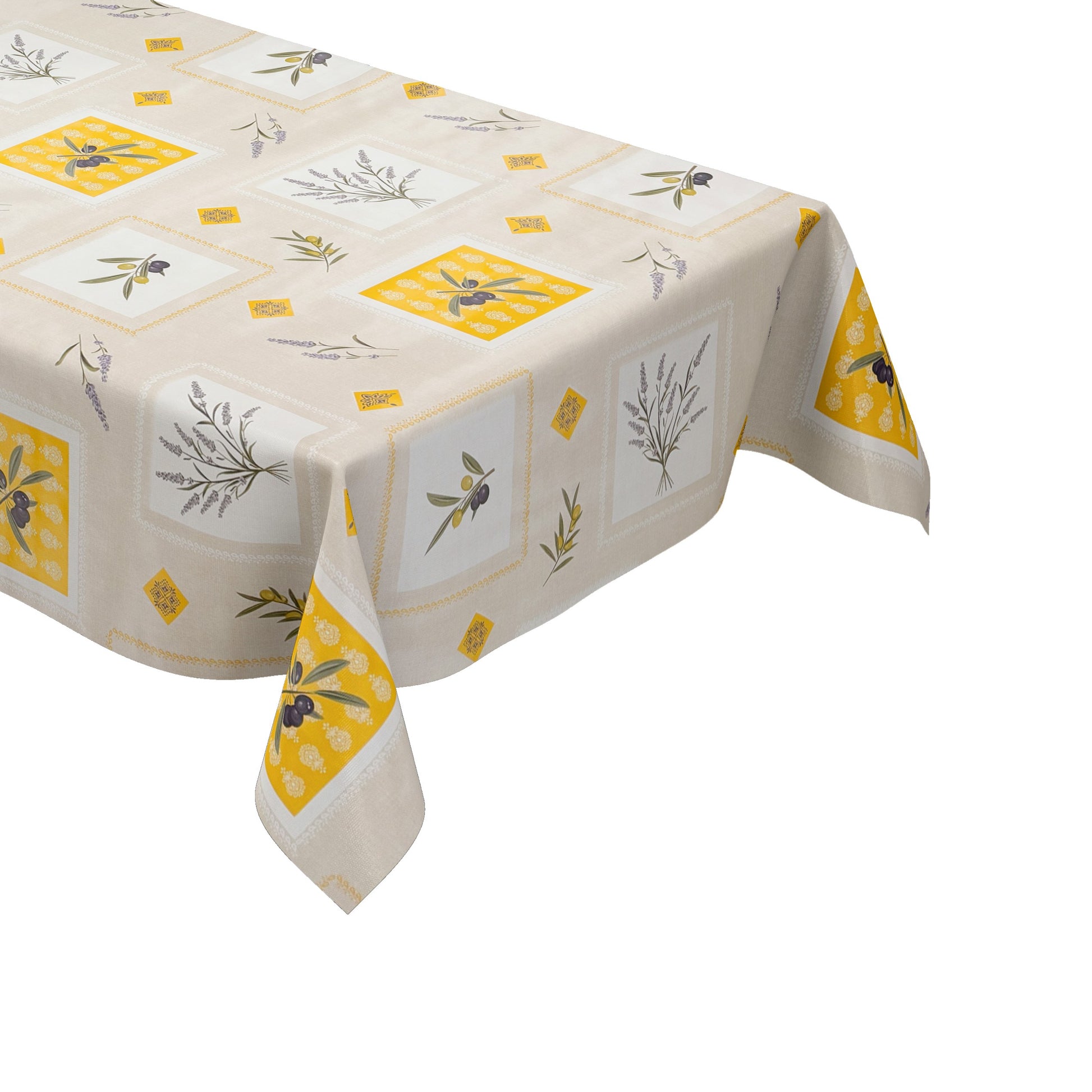 Wachstuch Tischdecke Oliven Lavendel beige