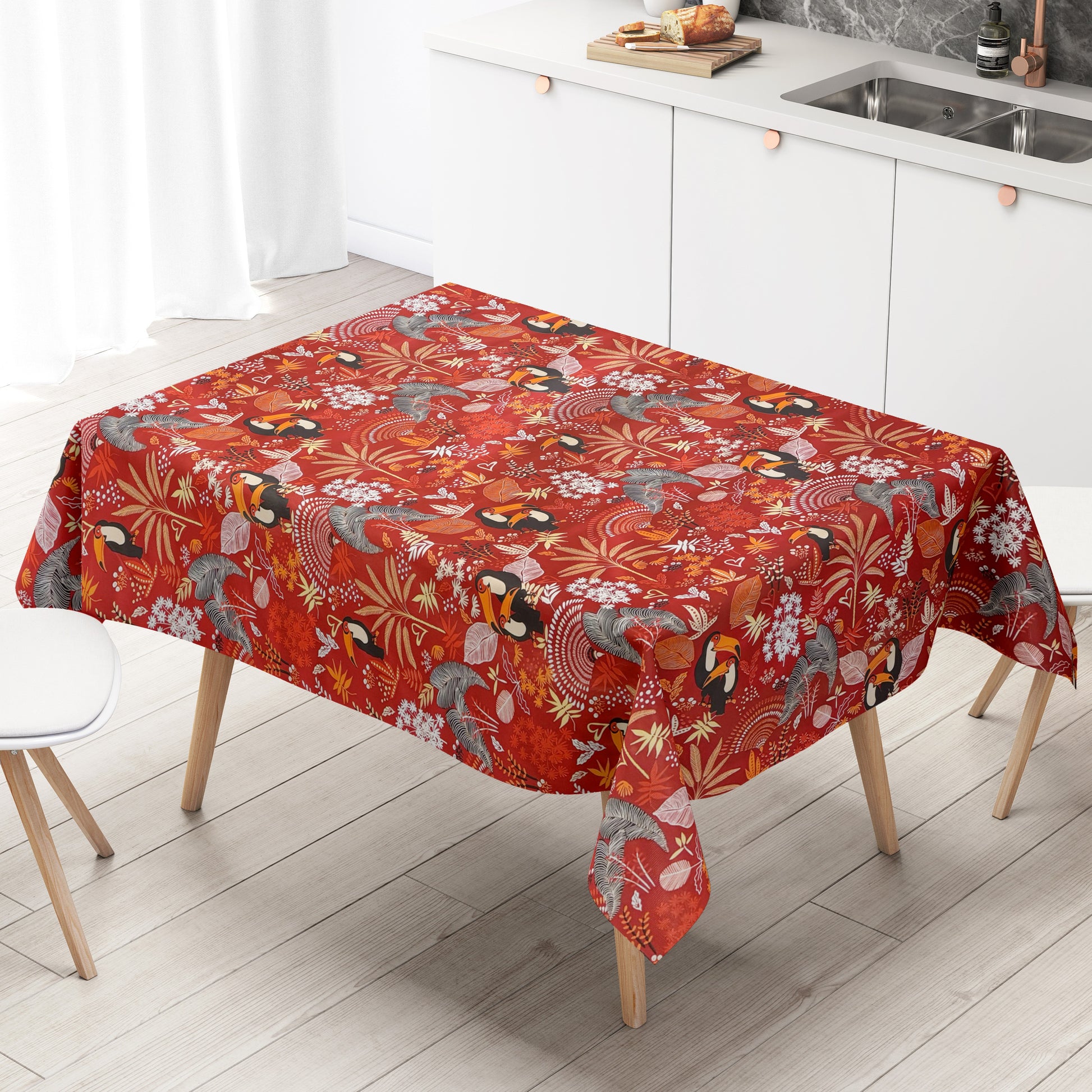 Wachstuch Tischdecke Tukan rot Dschungel