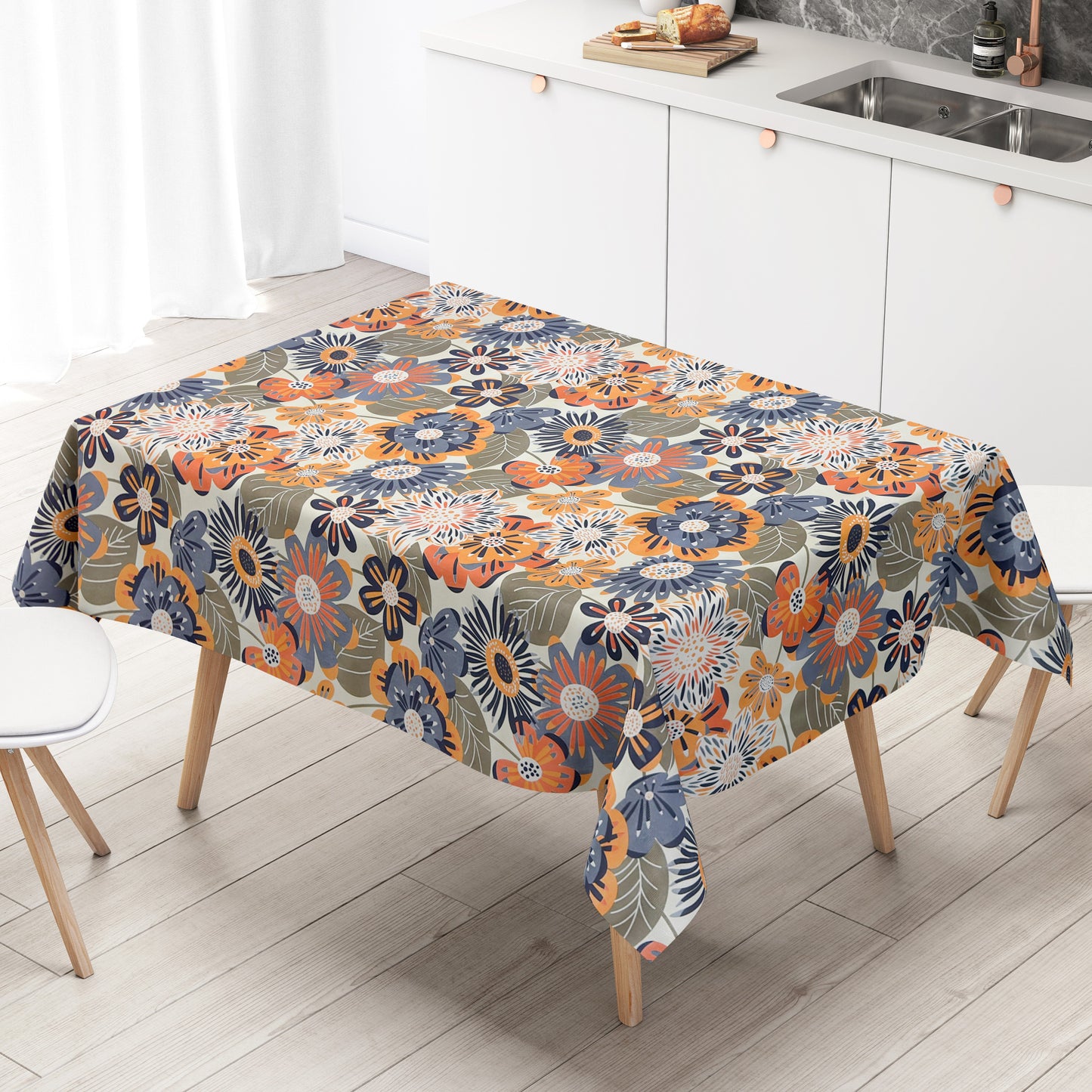 Wachstuch Tischdecke retro Blumen 