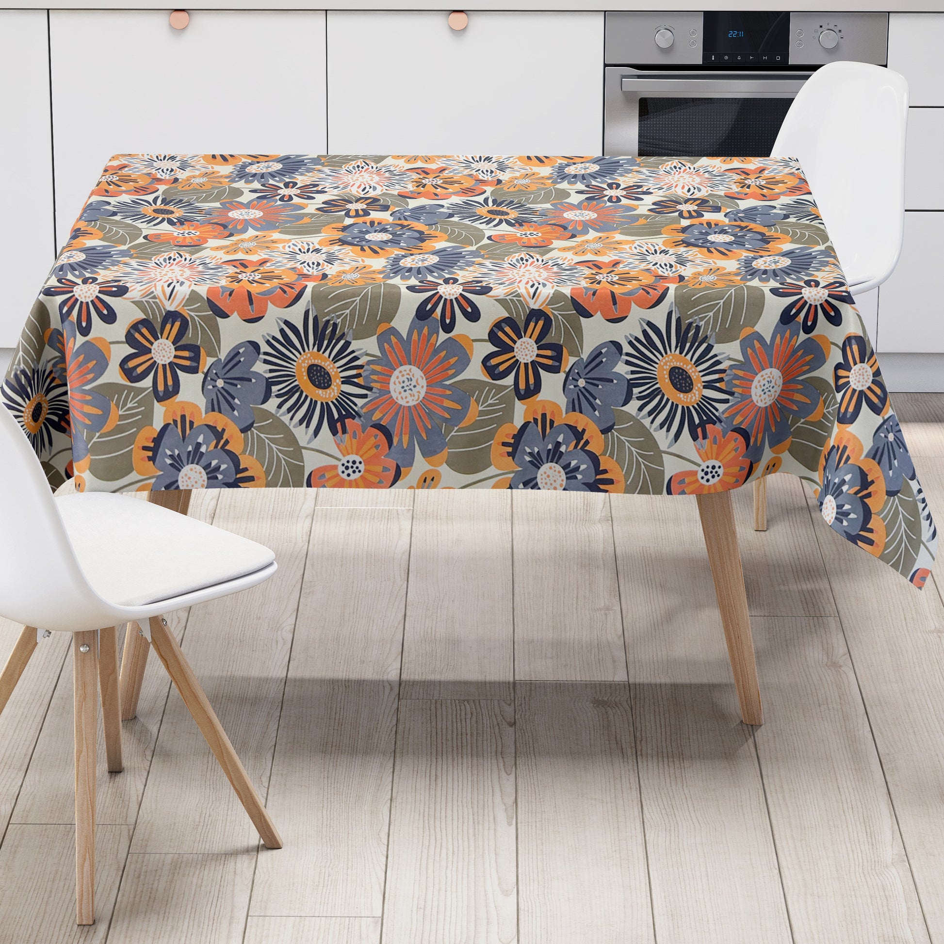Wachstuch Tischdecke retro Blumen 