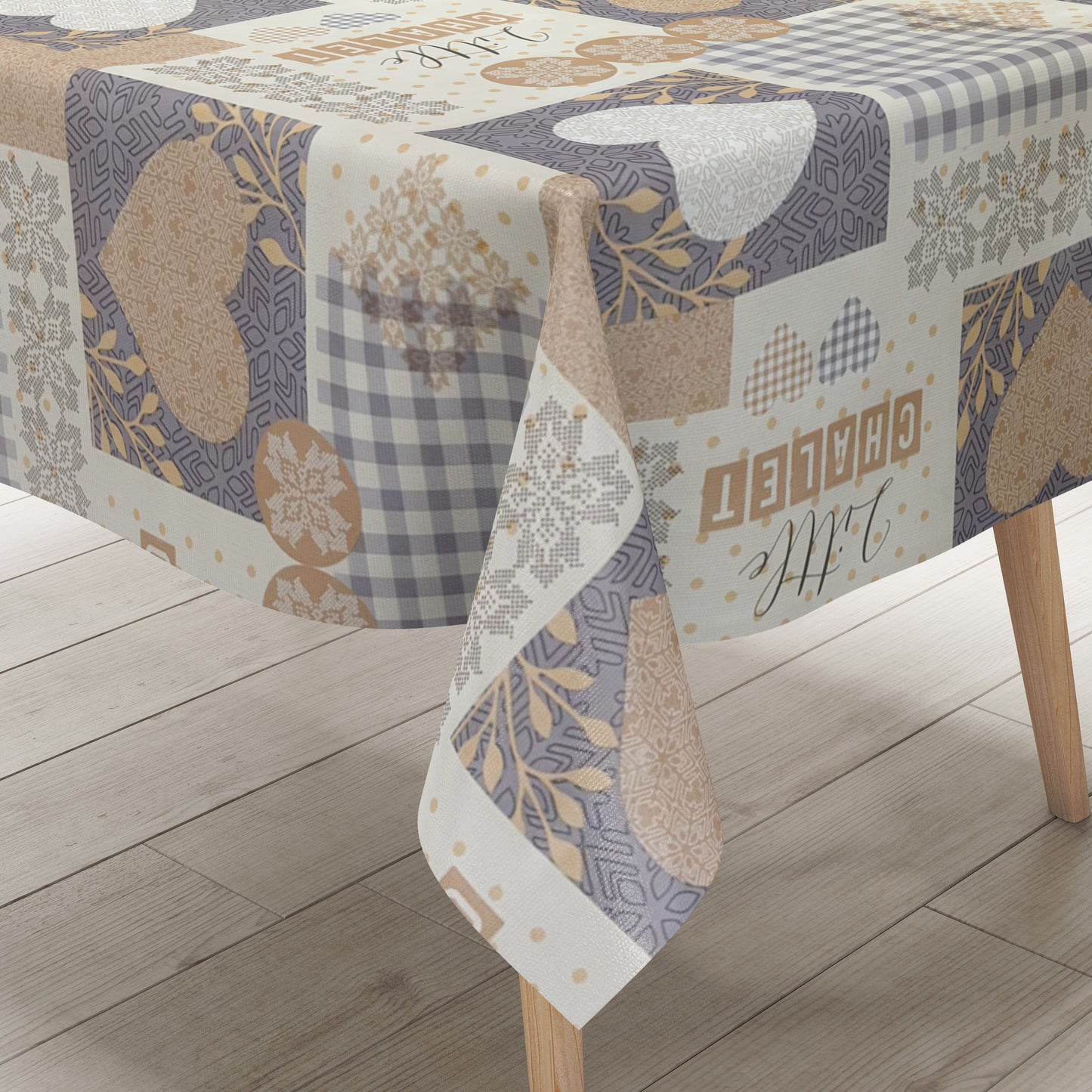 Wachstuch Tischdecke Herzen chalet