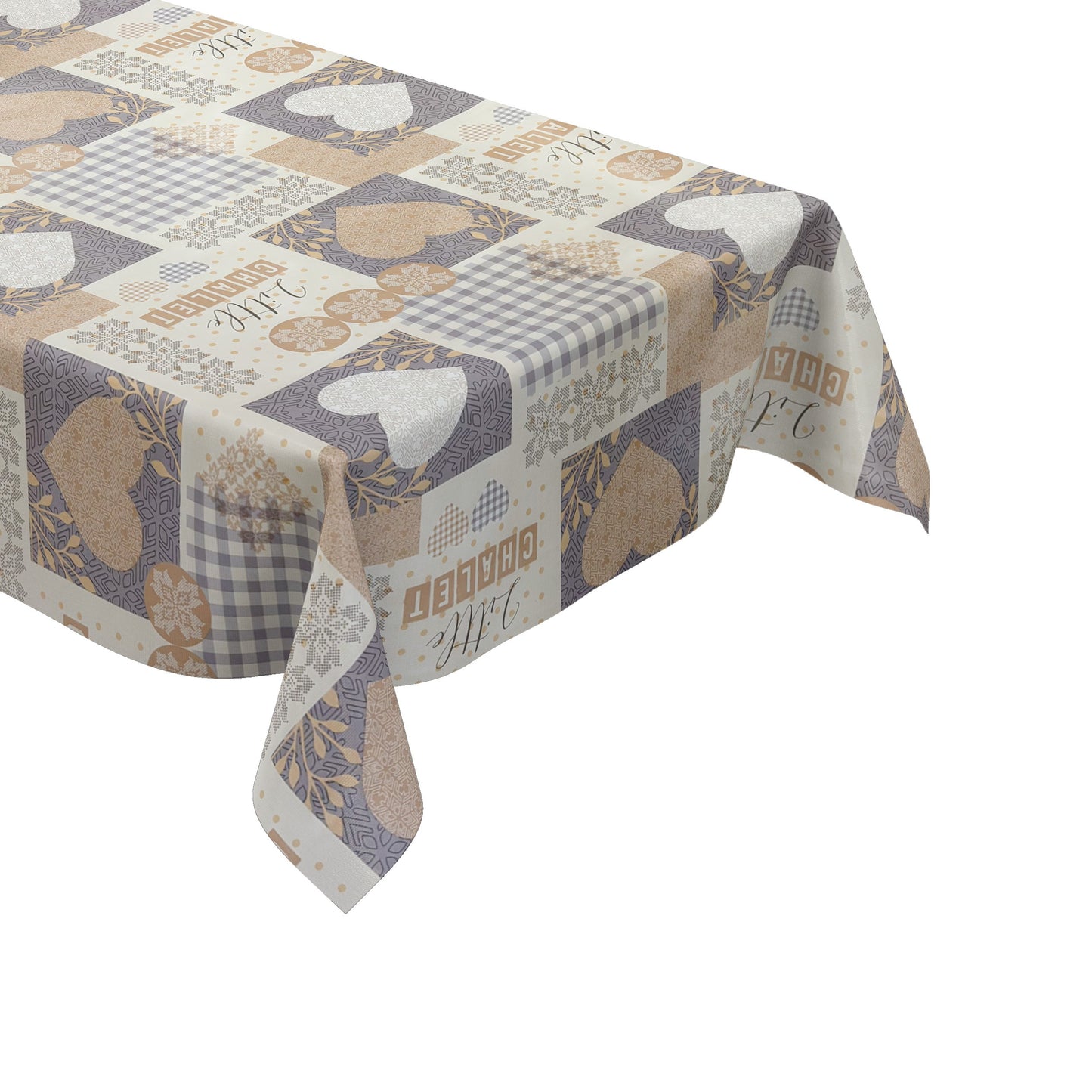 Wachstuch Tischdecke Herzen chalet