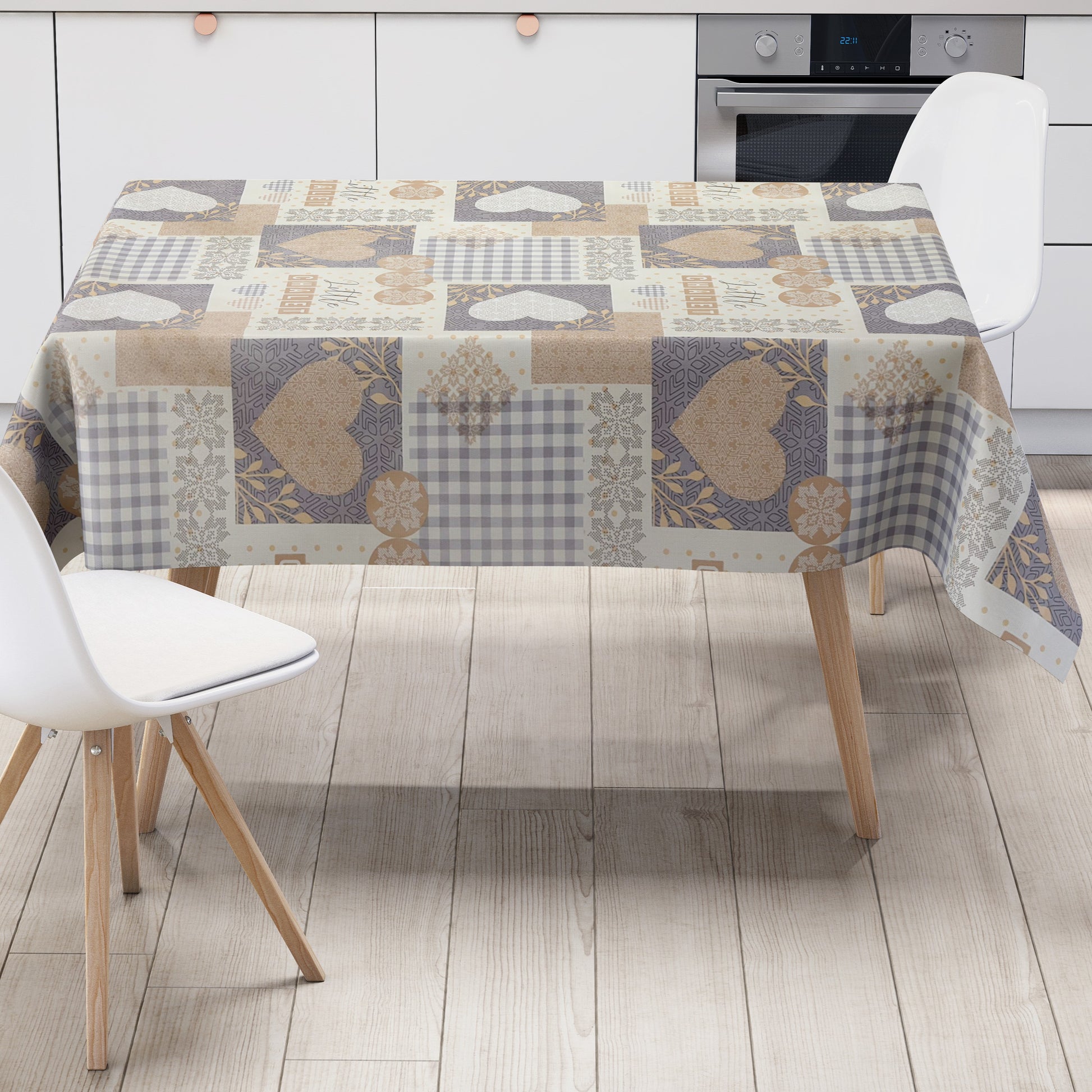 Wachstuch Tischdecke Herzen chalet