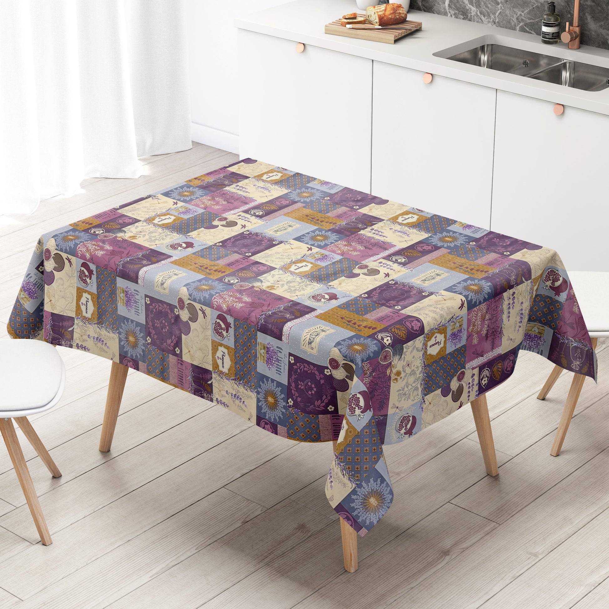 Wachstuch Tischdecke Provence lila beige Lavendel
