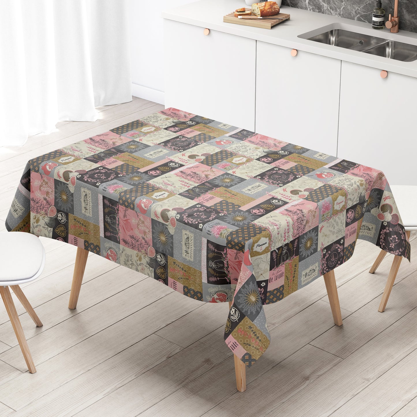 Wachstuch Tischdecke 06363-02 rosa beige Provence Lavendel Blüten eckig rund oval