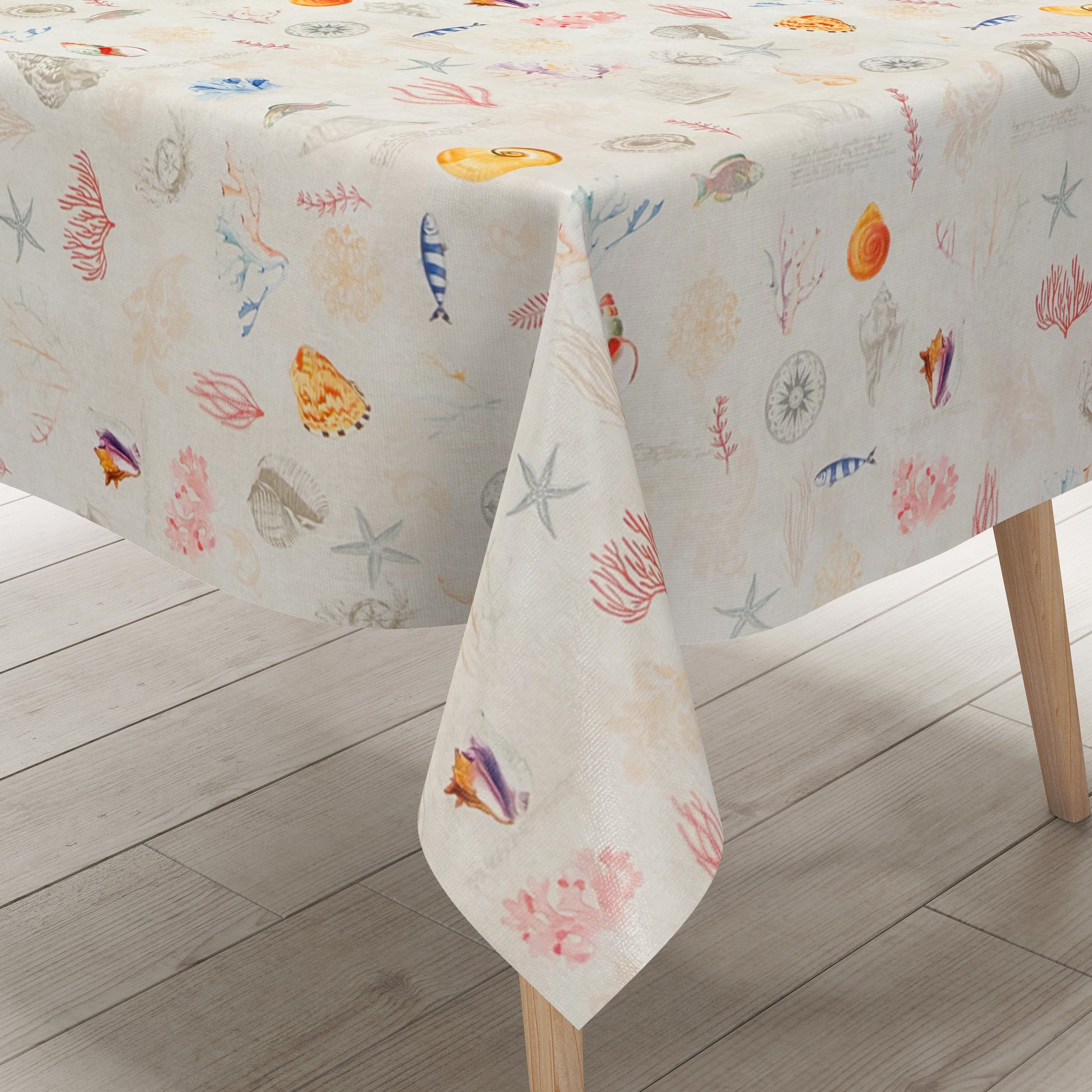 Wachstuch Tischdecke maritim Korallen Fische Seestern