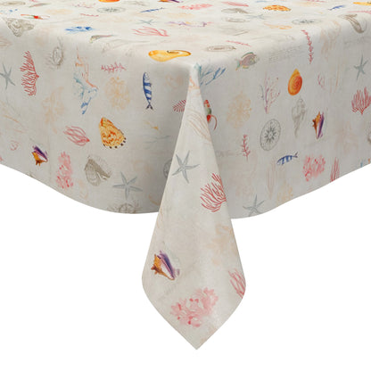 Wachstuch Tischdecke 06382-01 beige maritim Korallen Seesterne Fische eckig rund oval