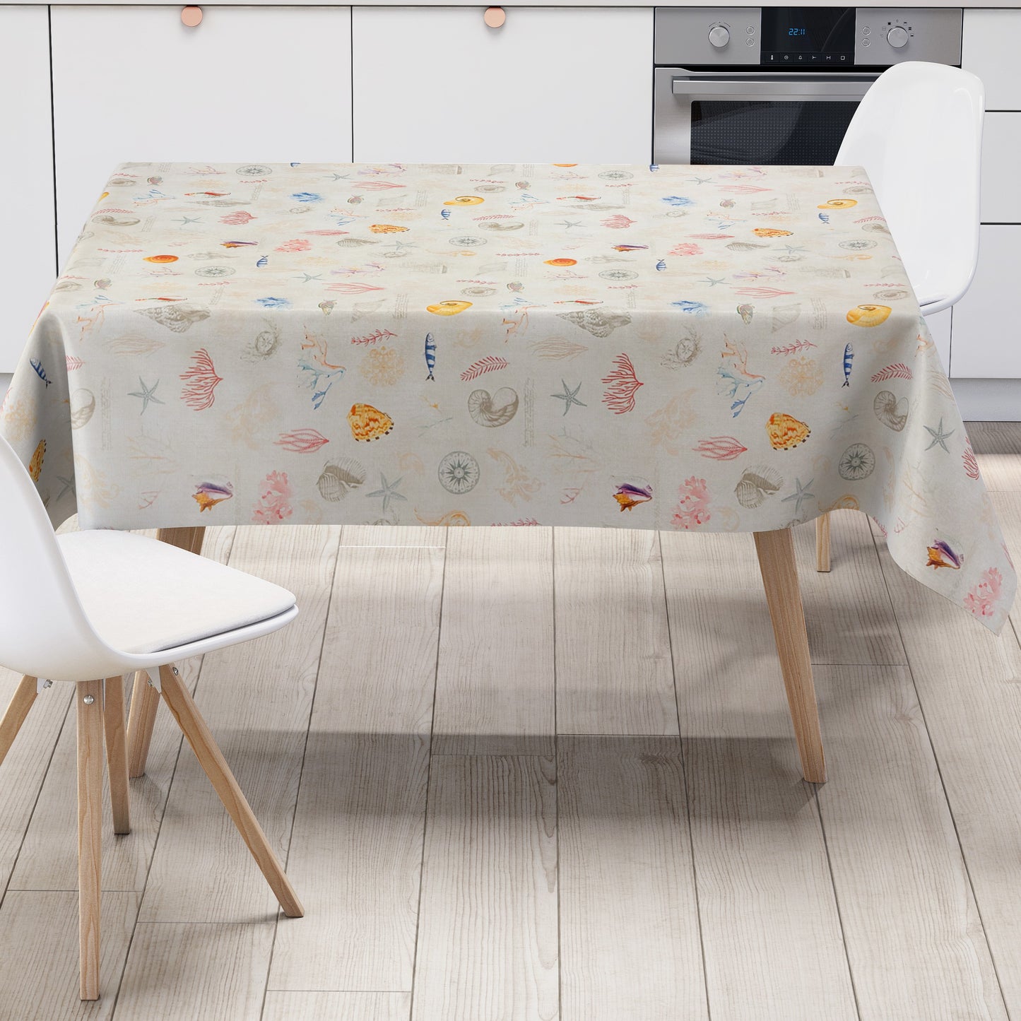 Wachstuch Tischdecke maritim Korallen Fische Seestern