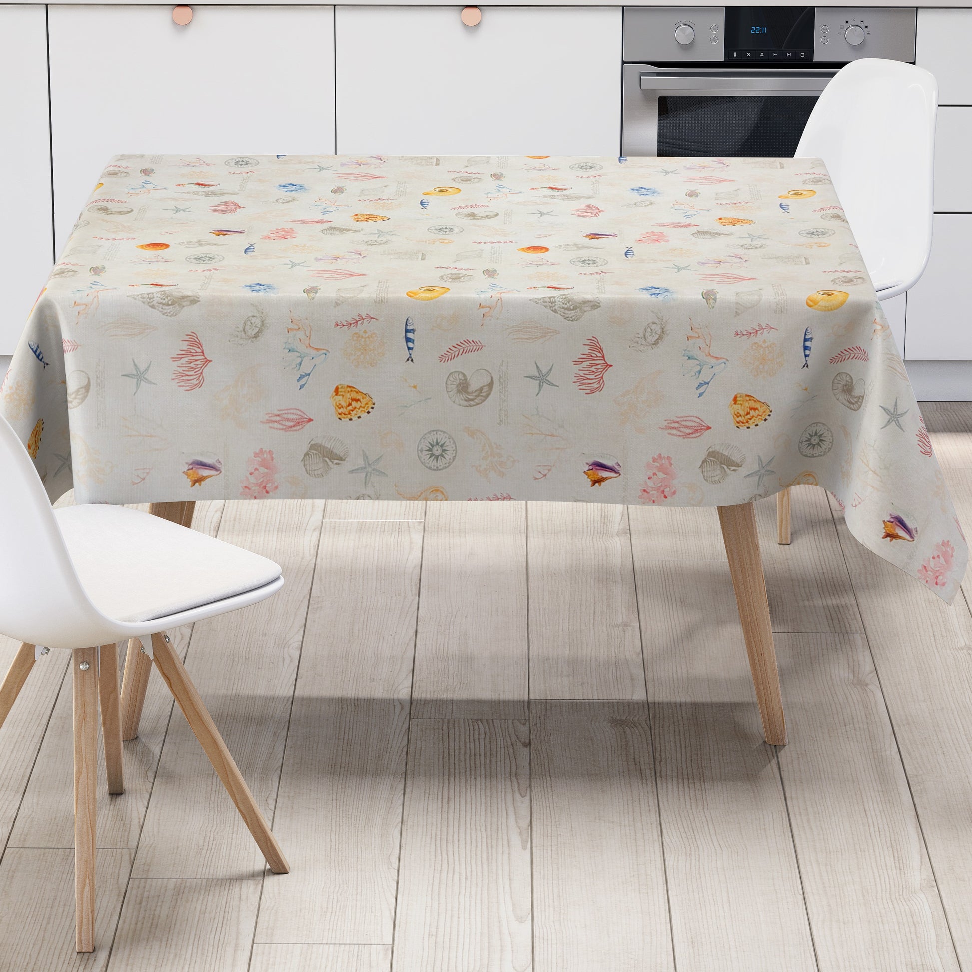 Wachstuch Tischdecke maritim Korallen Fische Seestern