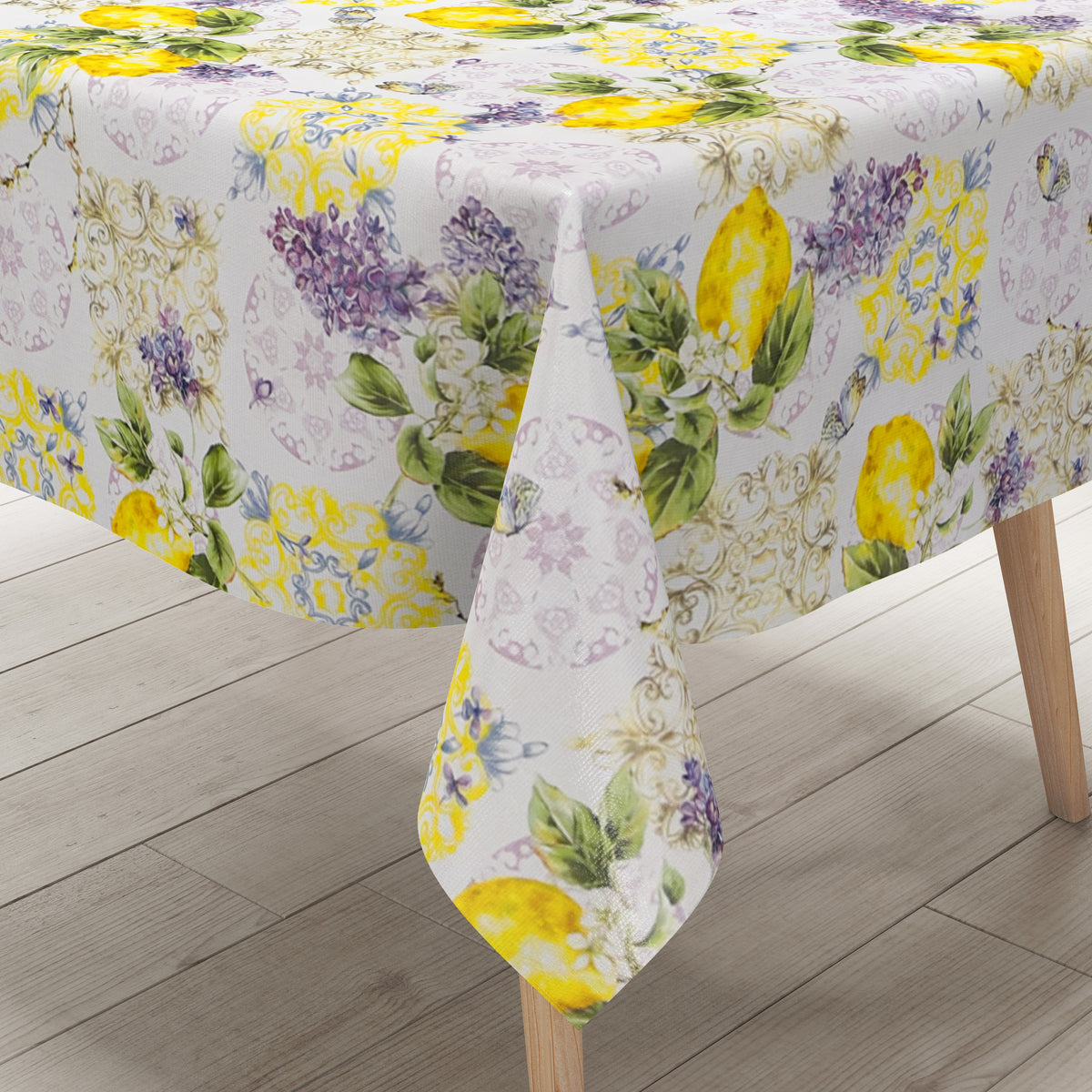 Wachstuch Tischdecke 06384-01 mediterran Zitronen Lavendelblüten eckig –