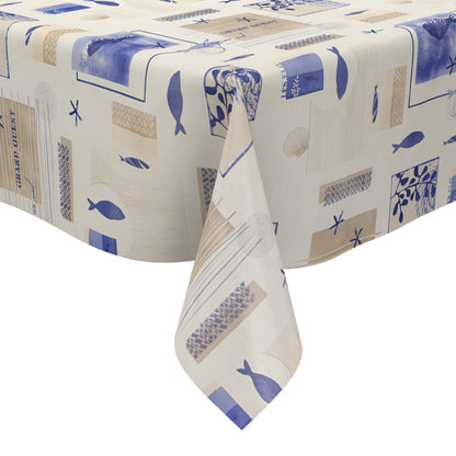 Wachstuch Tischdecke 06393-01-01 beige maritim Fische Meer eckig rund oval