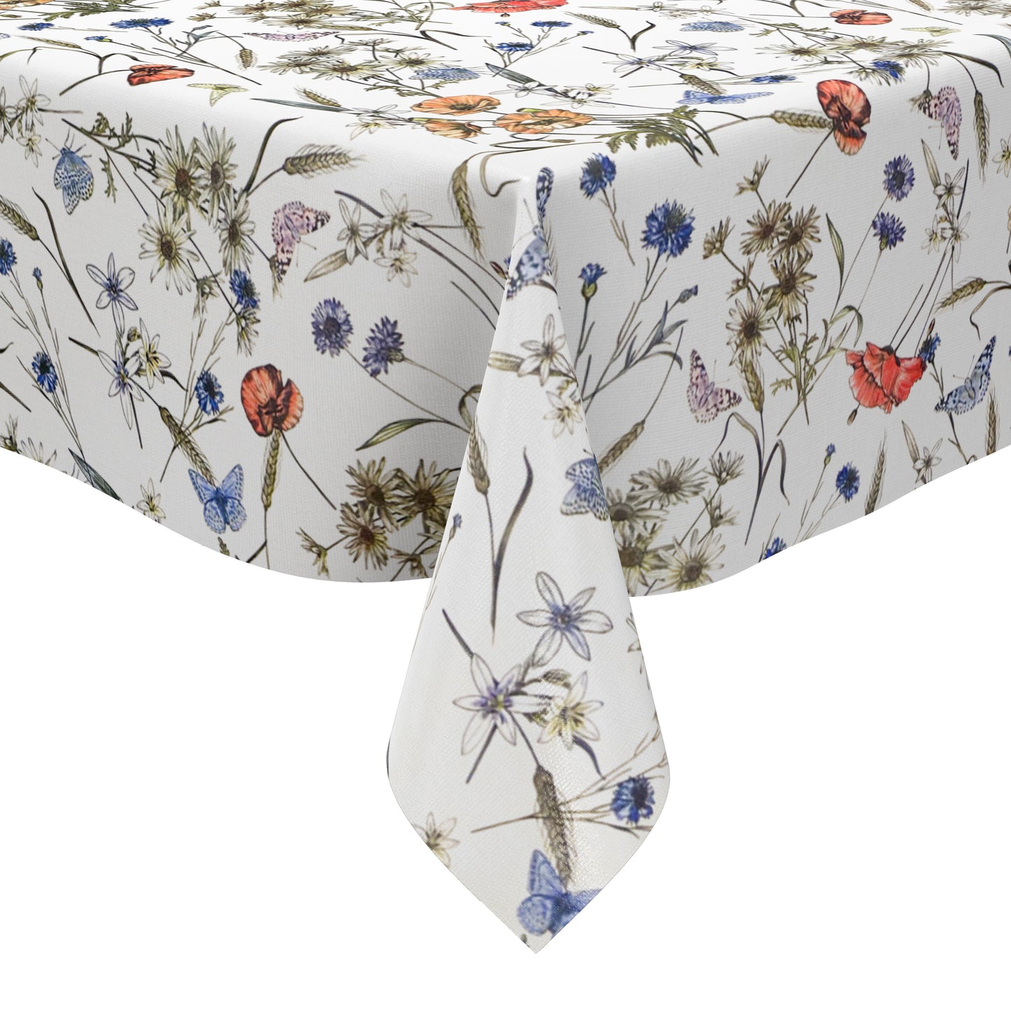 Blumen Wachstischdecke mit Schmetterlingen – Dezentes Floraldesign für jeden Raum