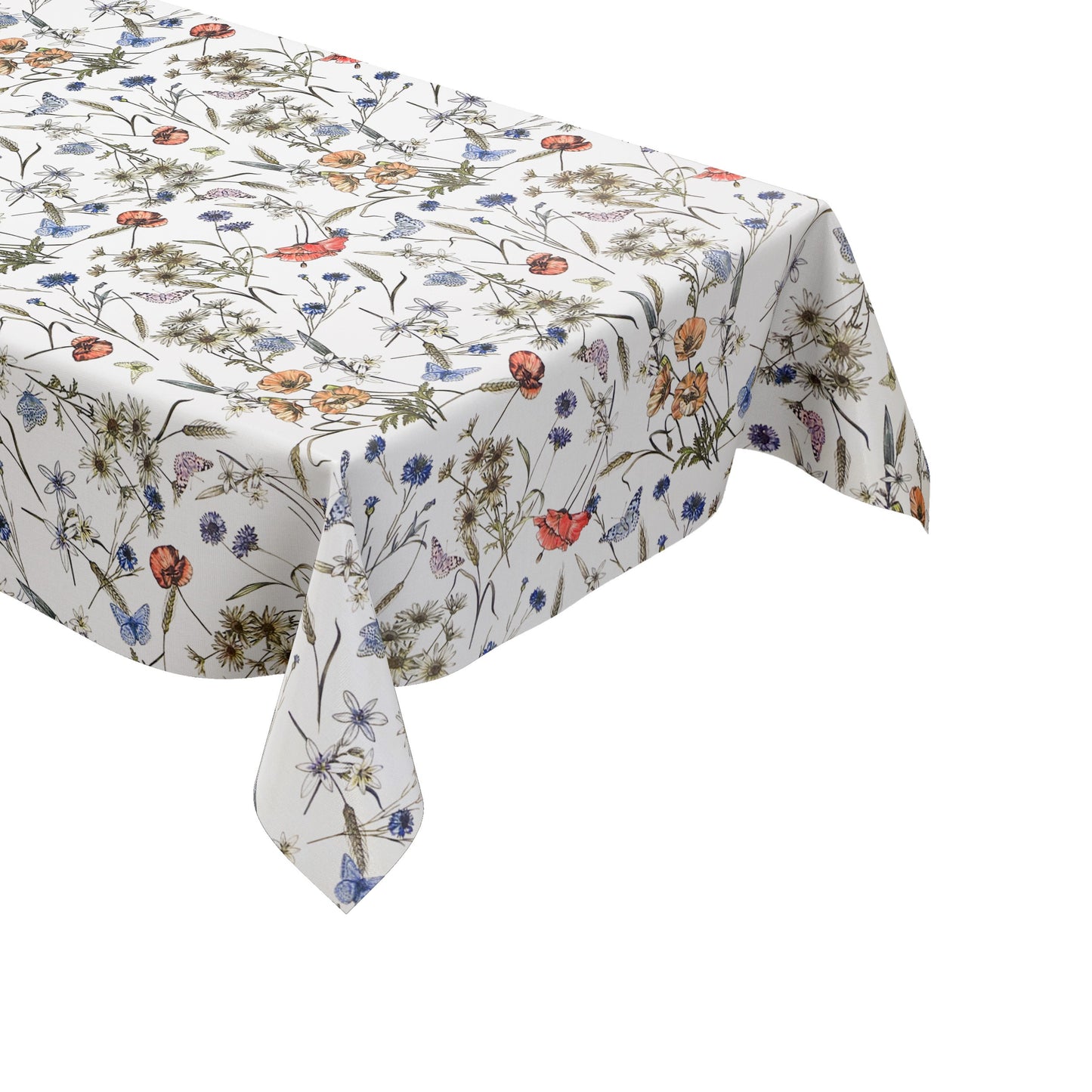 Blumen Wachstischdecke mit Schmetterlingen – Dezentes Floraldesign für jeden Raum