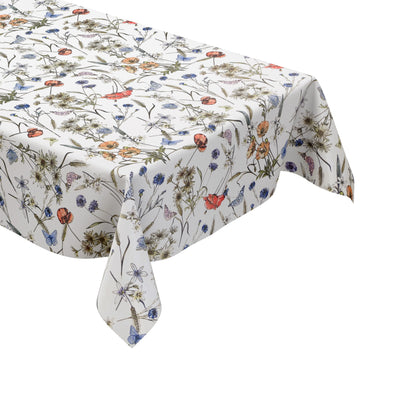 Blumen Wachstischdecke mit Schmetterlingen – Dezentes Floraldesign für jeden Raum