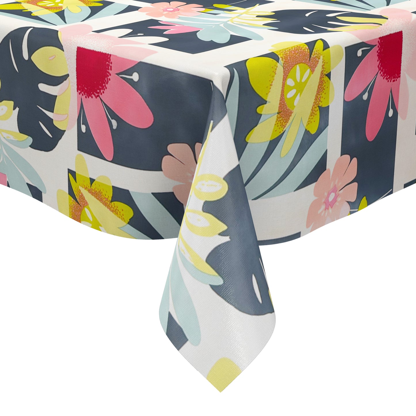 Wachstuch Tischdecke 06396-02 Retromotiv Monstera Lotusblüte eckig rund oval