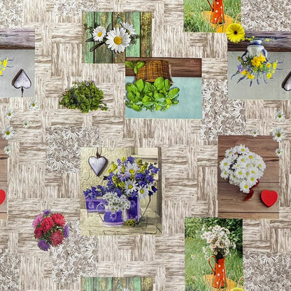 Wachstuch Tischdecke Blumen auf Holz