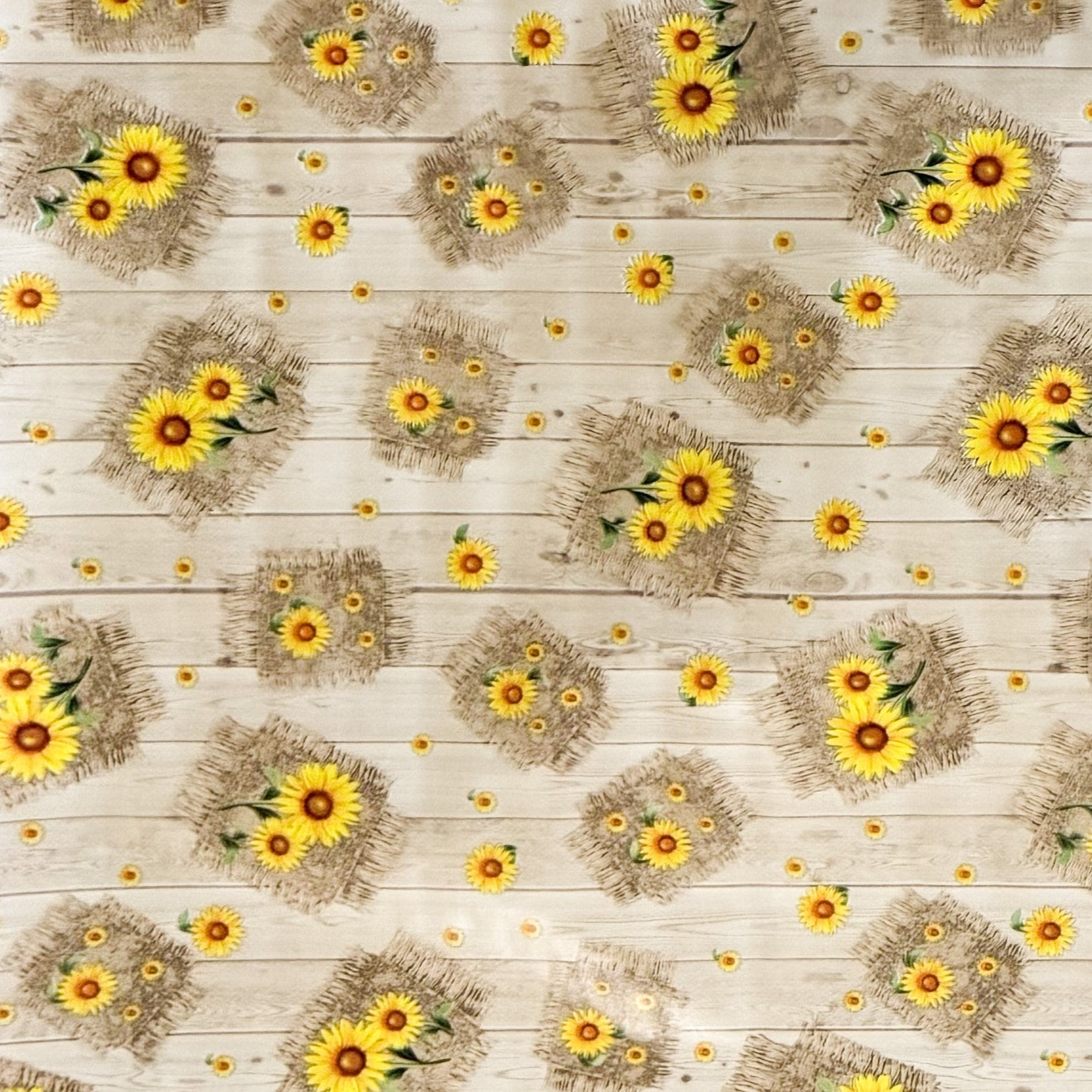 Wachstuch Tischdecke Sonneblumen Holz
