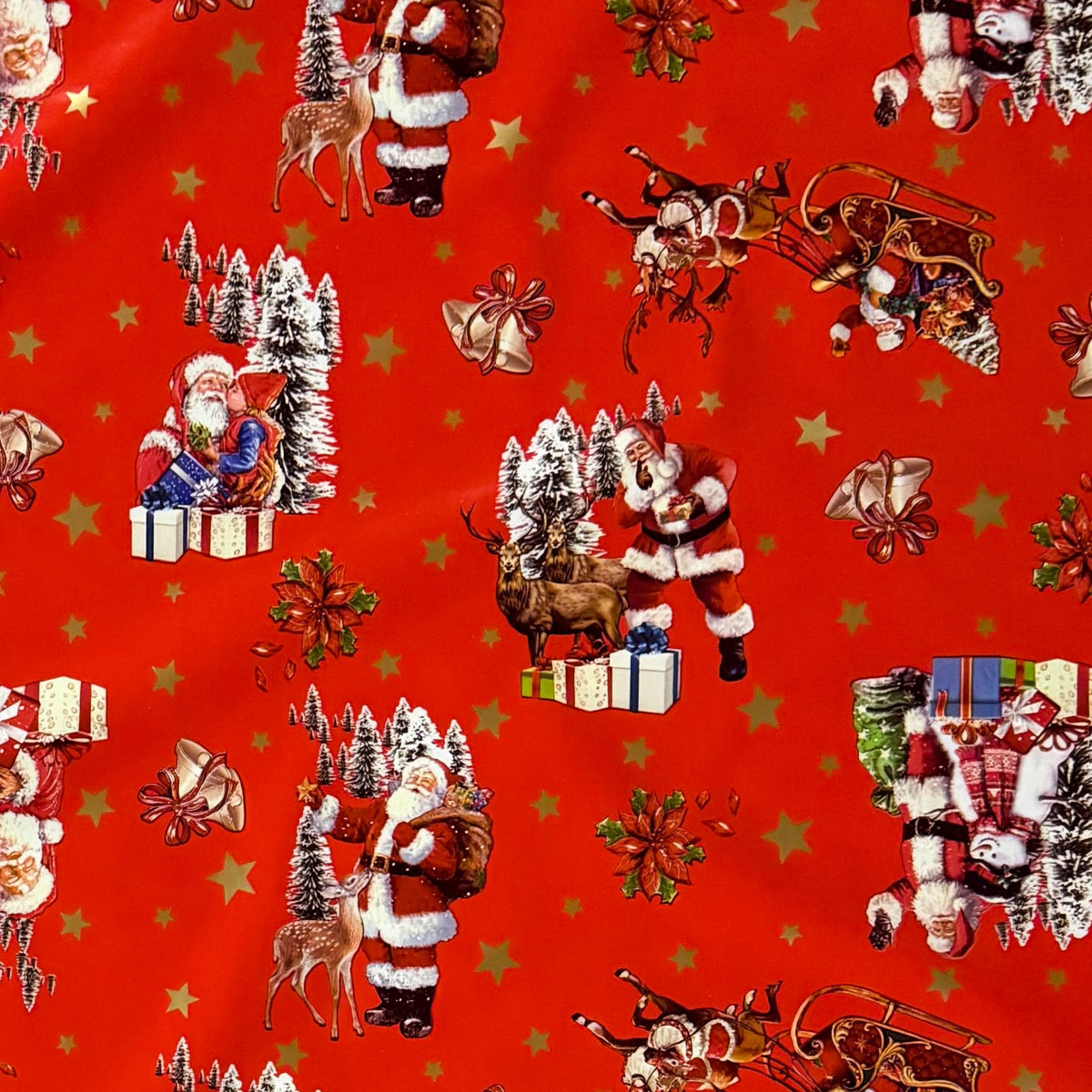 Wachstuch Tischdecke 137A rot Weihnachten Sterne Weihnachtsmann eckig –