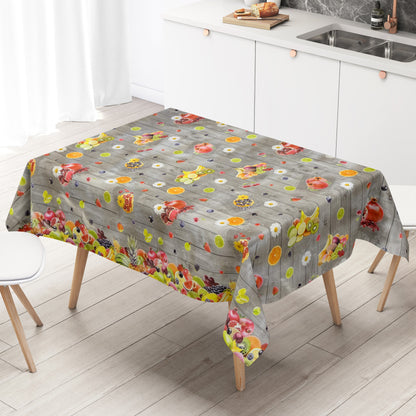 Wachstuch Tischdecke Bordürenmuster 194B Früchte Holz Sommer eckig rund oval