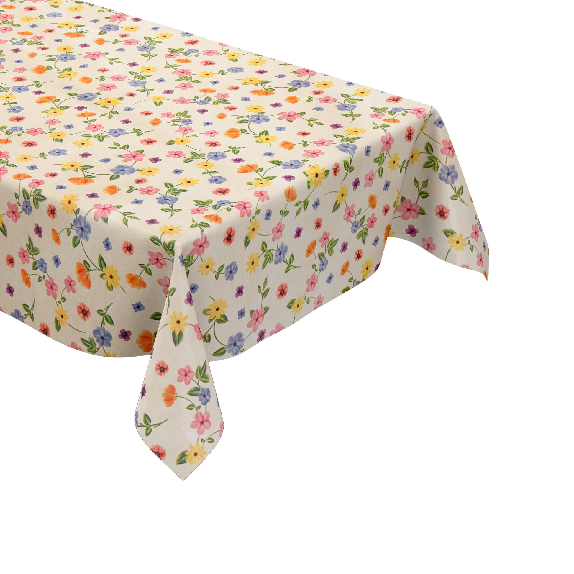 Wachstuch Tischdecke Blumenwiese beige