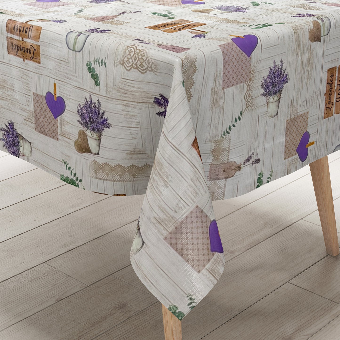 Wachstuch Tischdecke 213B Provence Lavendel Holz eckig rund oval