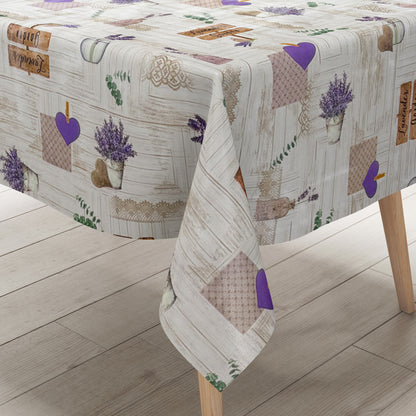 Wachstuch Tischdecke 213B Provence Lavendel Holz eckig rund oval