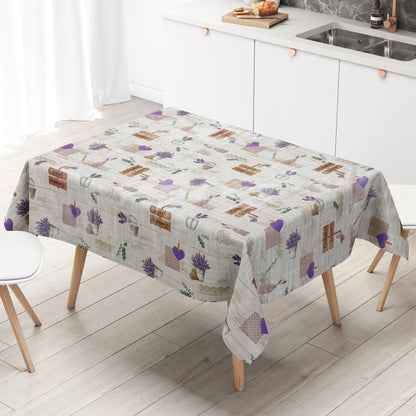 Wachstuch Tischdecke 213B Provence Lavendel Holz eckig rund oval