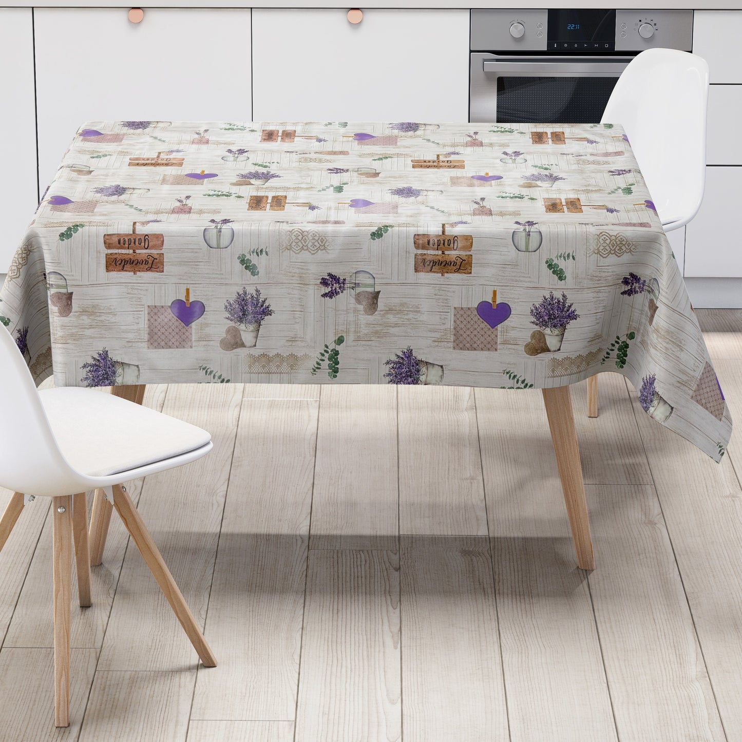Wachstuch Tischdecke 213B Provence Lavendel Holz eckig rund oval