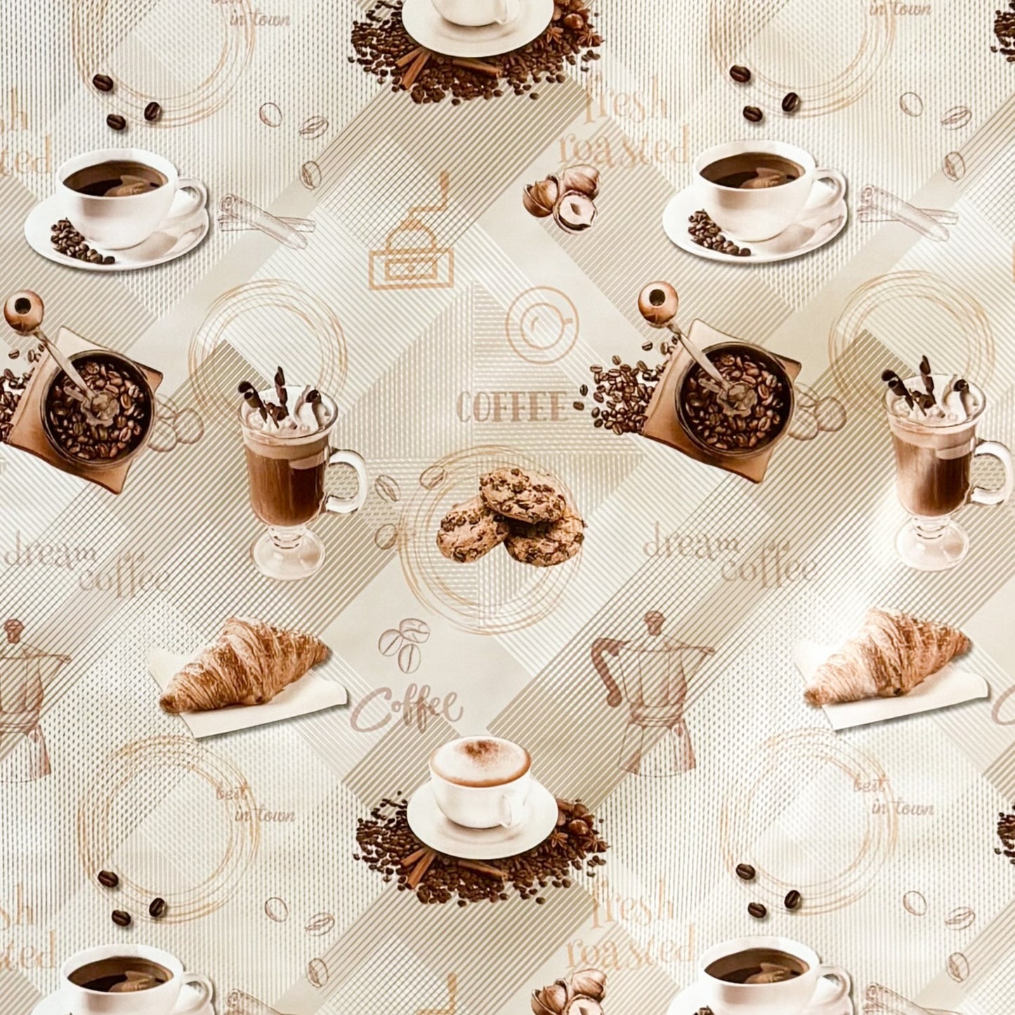 Wachstuch Tischdecke 214A Kaffee Bohnen Kaffeemotiv eckig rund oval