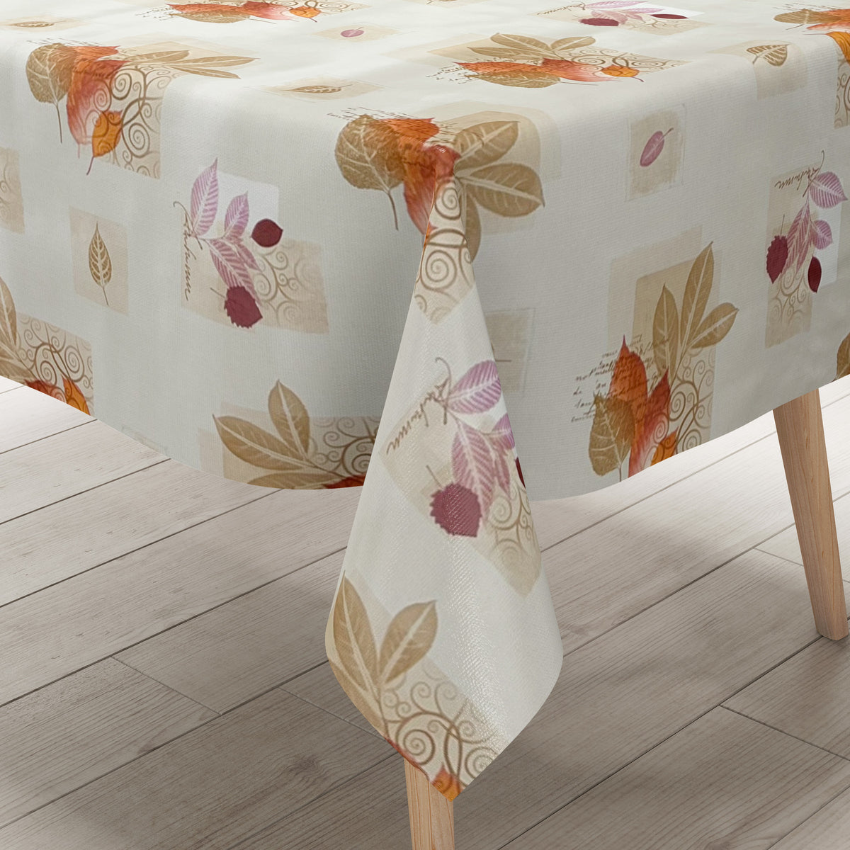 Wachstuch Tischdecke 31304 Herbst Laub Blätter beige eckig rund oval M –