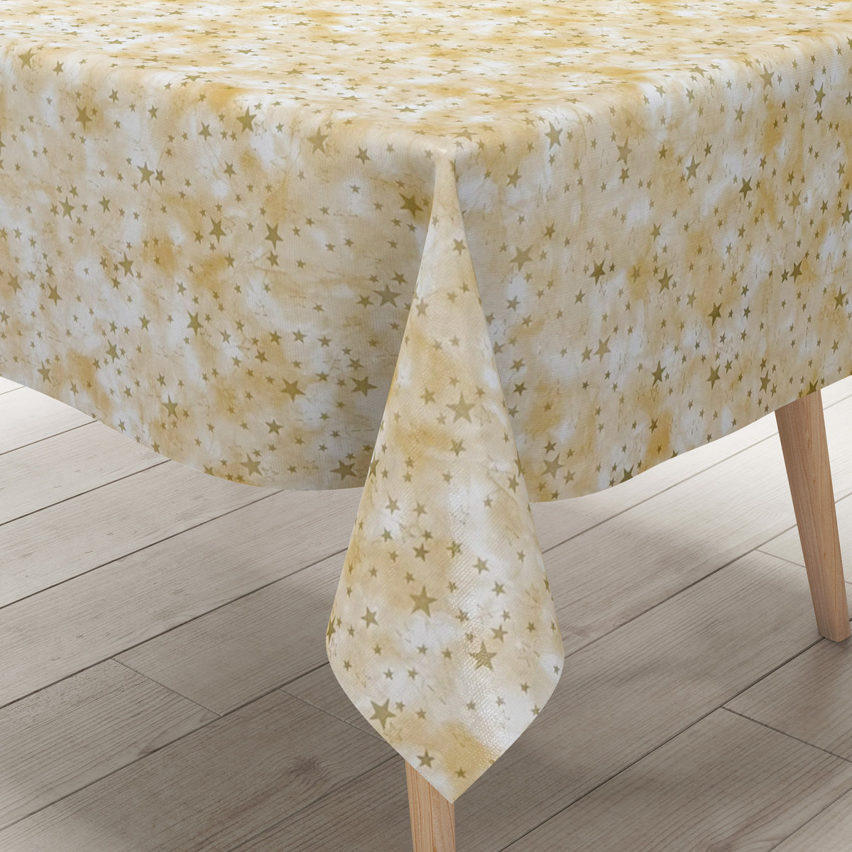 Wachstuch Tischdecke 34374 goldene Sterne auf beige Weihnachten Advent –