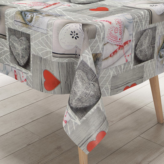 Wachstuch Tischdecke Weihanchten Herzen
