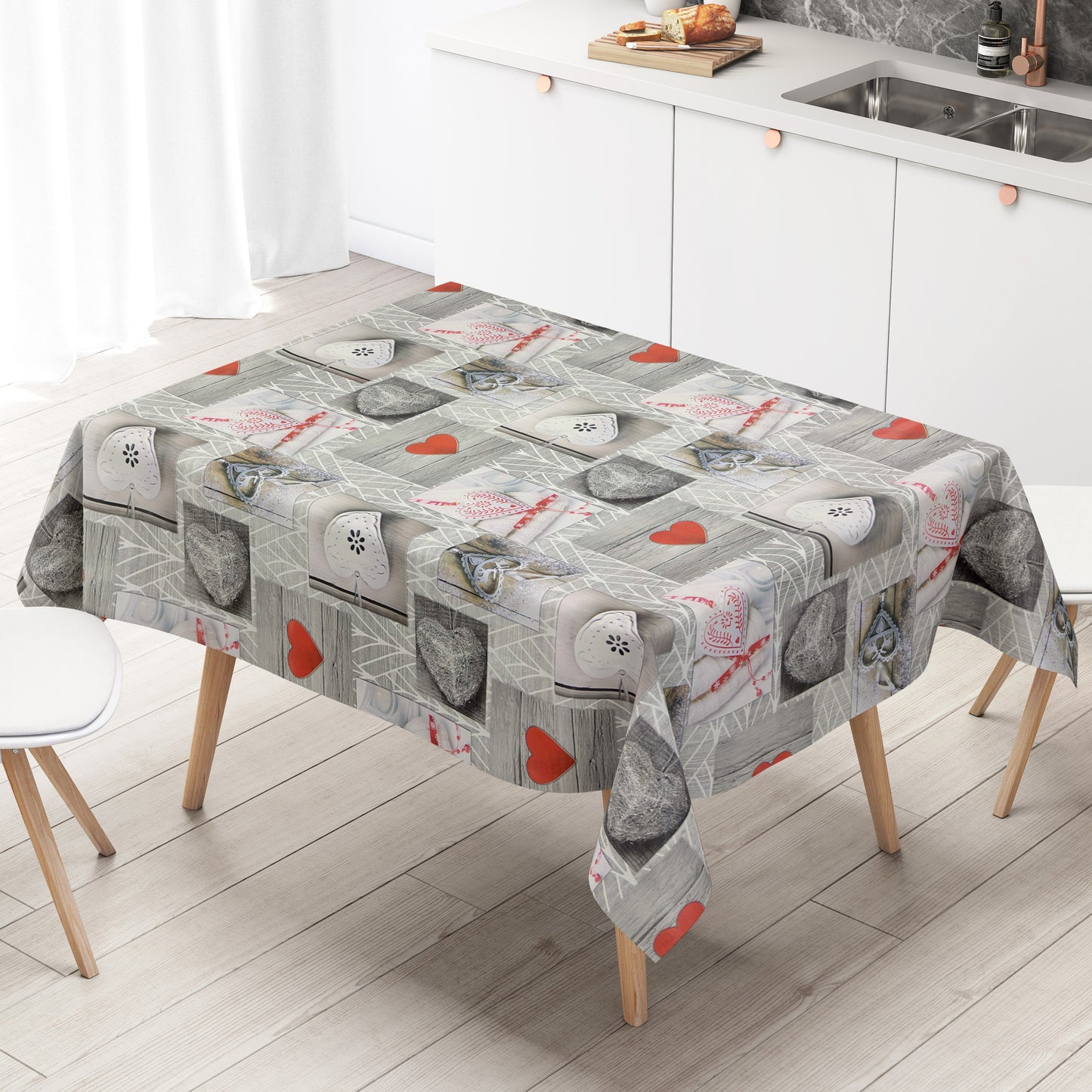 Wachstuch Tischdecke Weihanchten Herzen