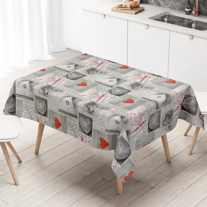 Wachstuch Tischdecke Weihanchten Herzen