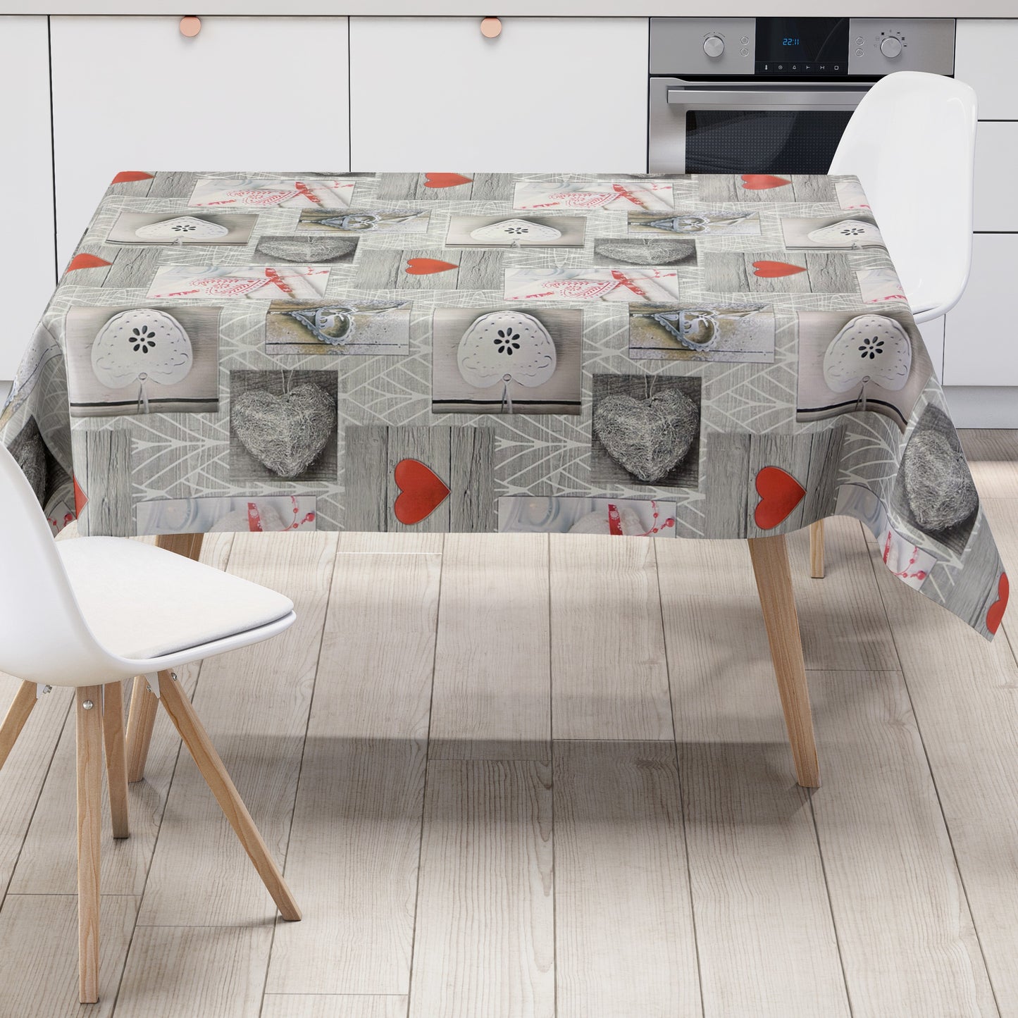 Wachstuch Tischdecke Weihanchten Herzen