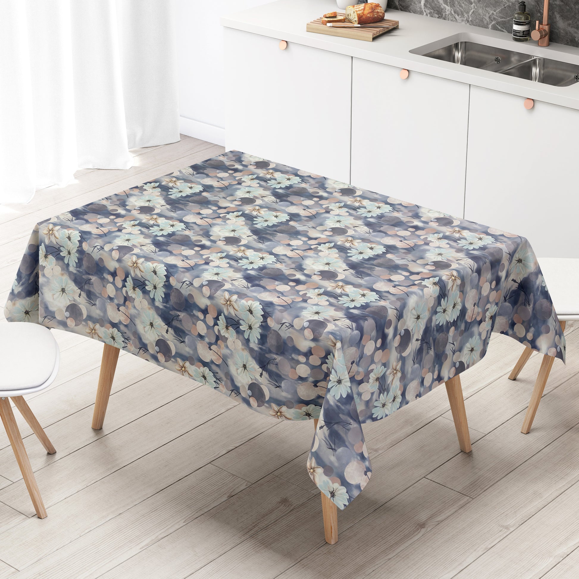 Wachstuch Tischdecke Pusteblume Blüten blau rosa