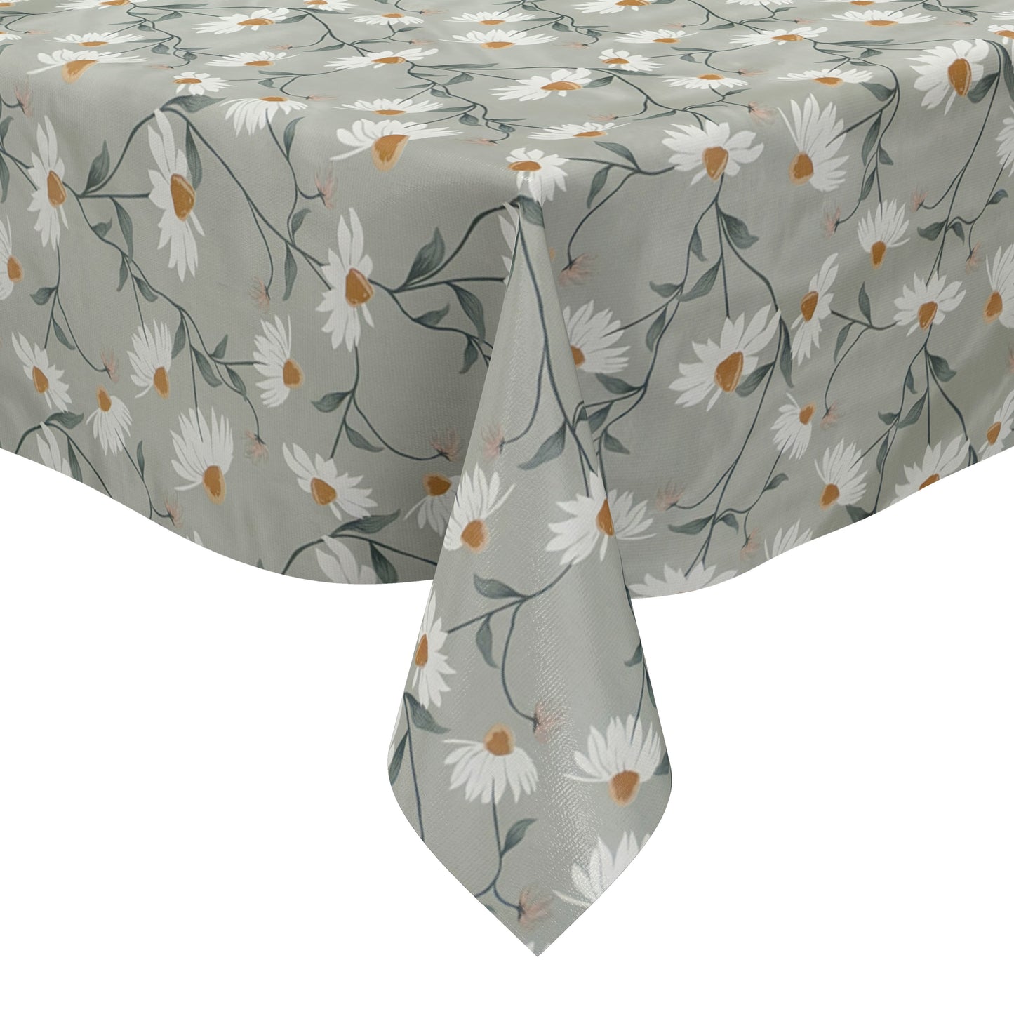 Nappe en toile cirée 36231 gris-vert marguerites fleurs printemps 01667-00 carrée ronde ovale
