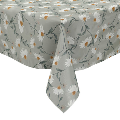 Nappe en toile cirée 36231 gris-vert marguerites fleurs printemps 01667-00 carrée ronde ovale