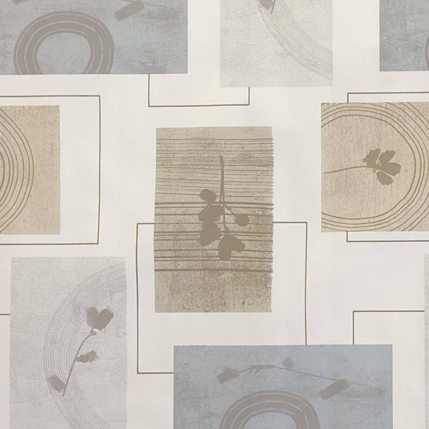 Wachstuch Tischdecke Modern Beige Grau – Grafisches Naturdesign mit Blättermotiv