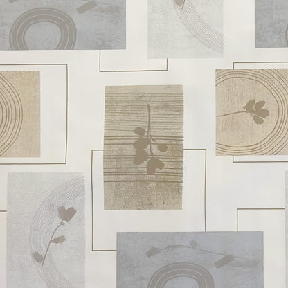 Wachstuch Tischdecke Modern Beige Grau – Grafisches Naturdesign mit Blättermotiv