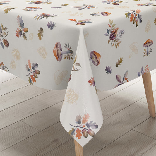 Wachstuch Tischdecke Herbst mit Pilzen und Eicheln und Laub