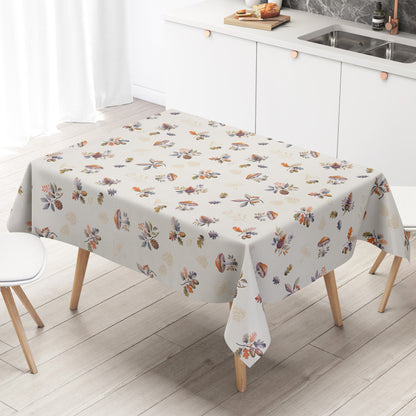 Wachstuch Tischdecke Herbst mit Pilzen und Eicheln und Laub
