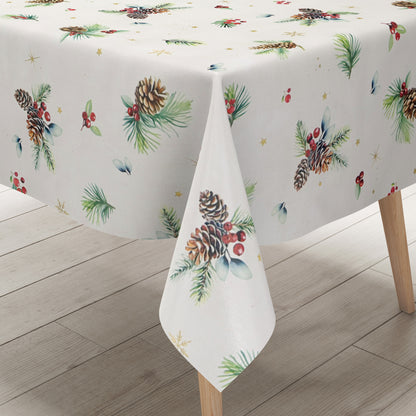 Wachstuch Tischdecke Weihnachten Advent mit Tannenzapfen und Sternen